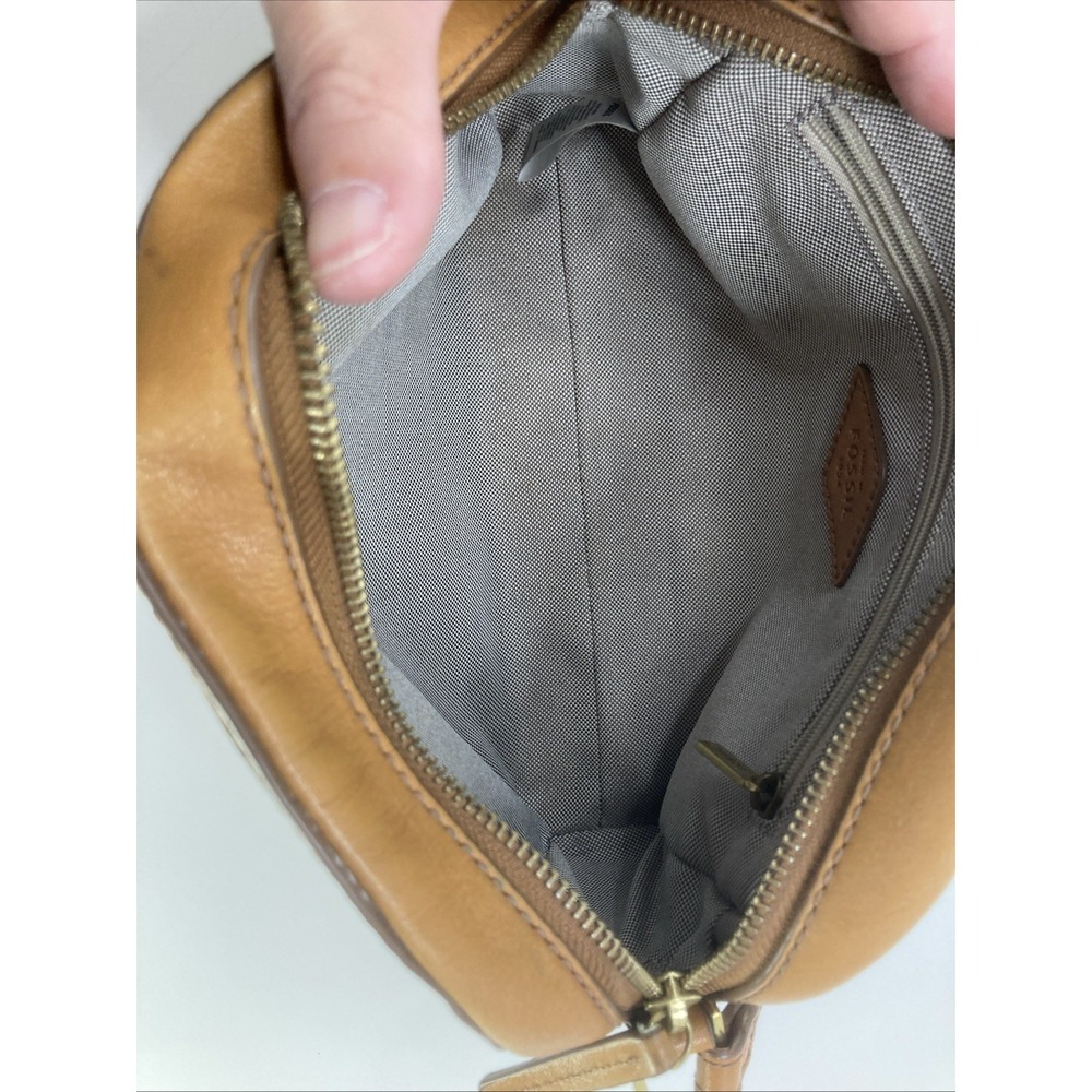 Vintage Tan‎ Brown Fossil Crossbody with Gold Key Purse Handbag 7 inch - Picture 10 of 11